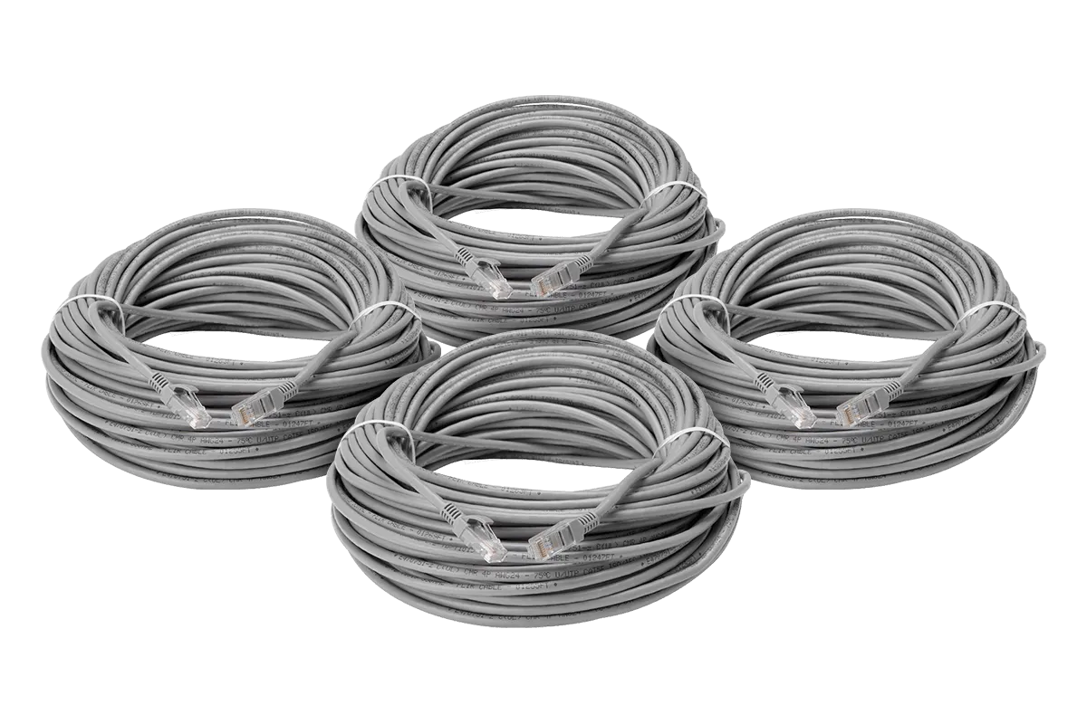 100ft CAT5e Extension Cables,Fire Resistant and In-Wall Rated, CMR type (Riser) (4-pack)