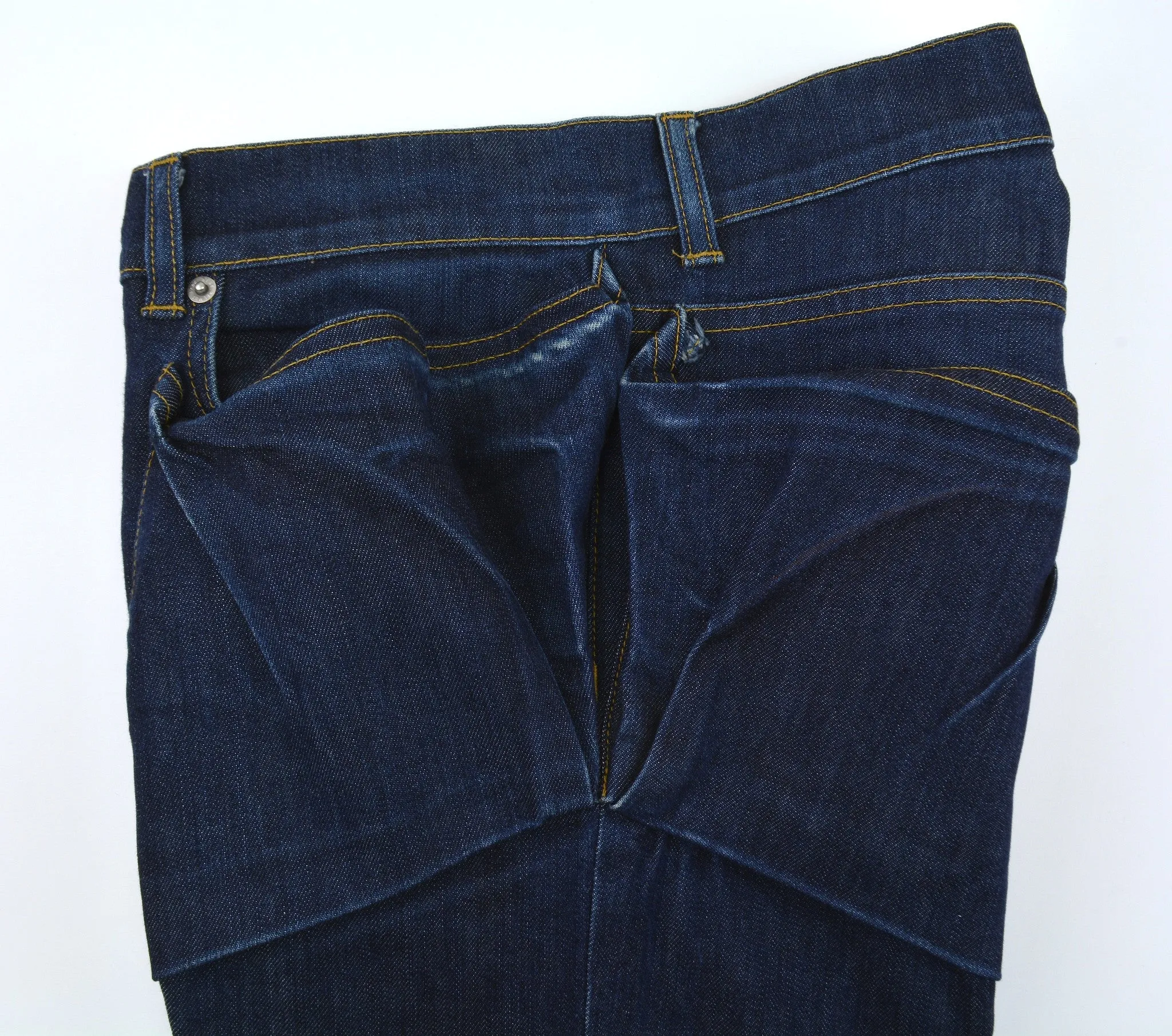 2004 Elastic Raw Denim Slim Jeans with Asymmetric Waist Pockets