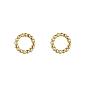 9kt Yellow Gold Beaded Circle Stud Earrings