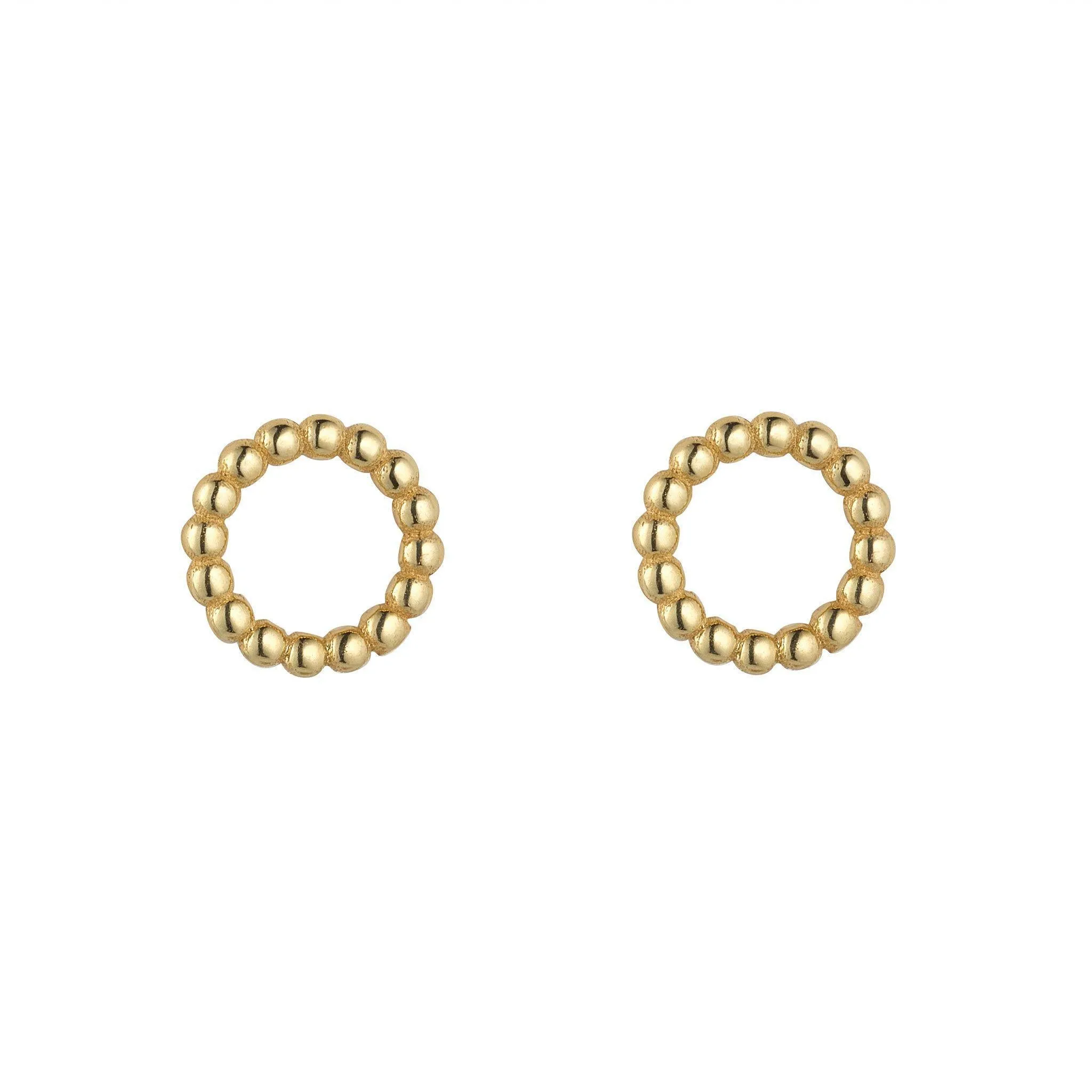 9kt Yellow Gold Beaded Circle Stud Earrings