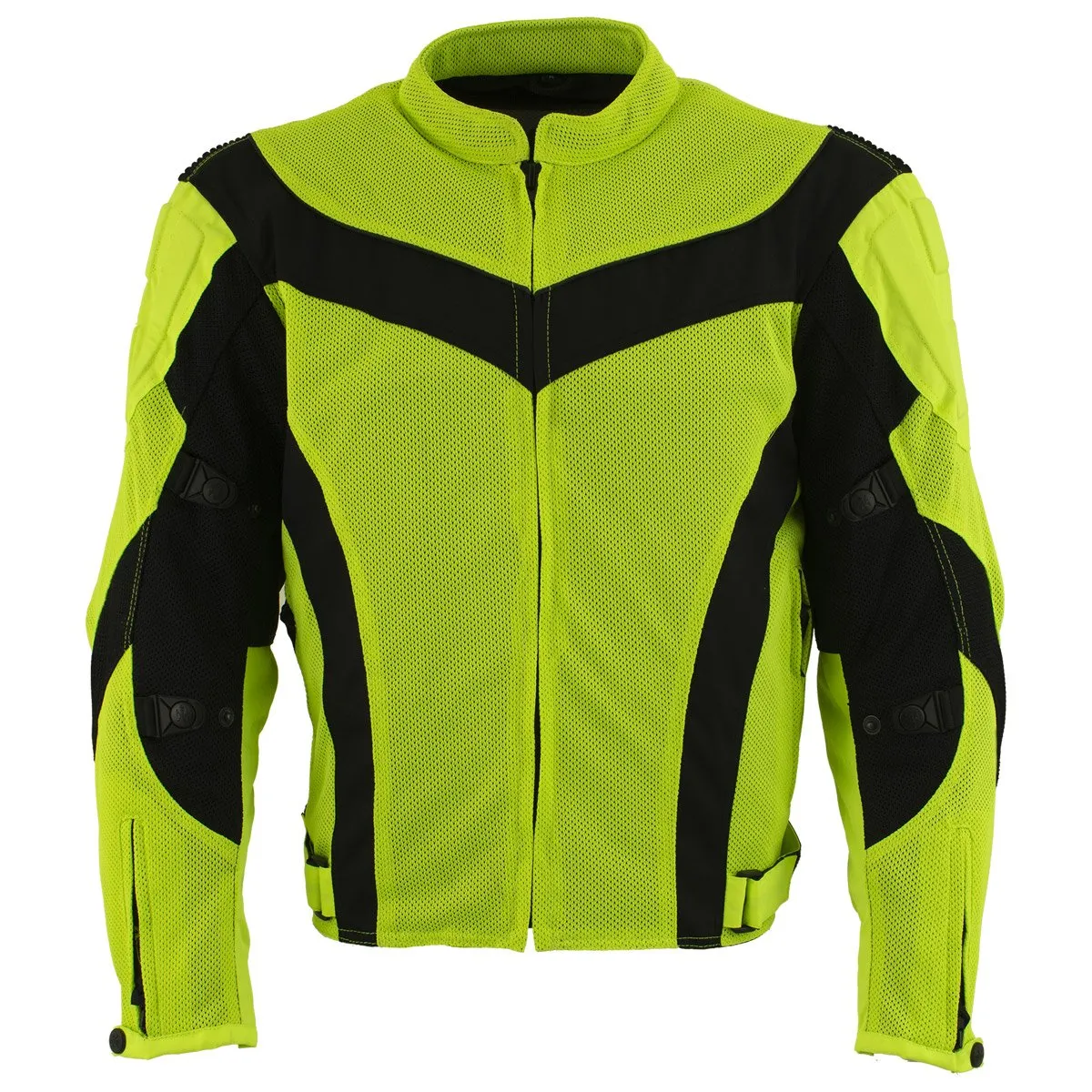 (ARCHIVED) Xelement CF-6019-66 Men's 'Invasion' Neon Green Textile Armored Motorcycle Jacket