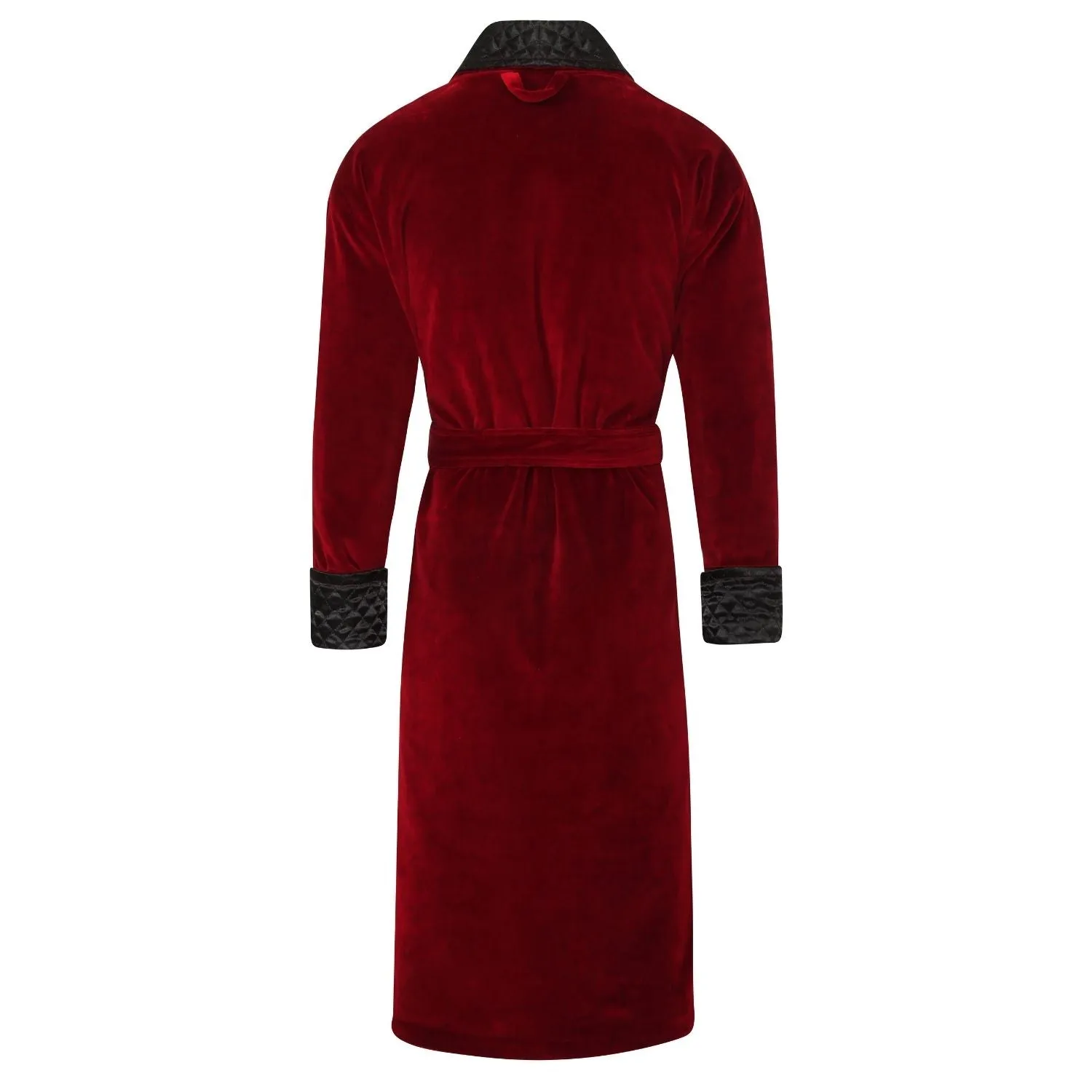 Astor Luxury Cotton Long Velvet Smoking Jacket in Burgundy