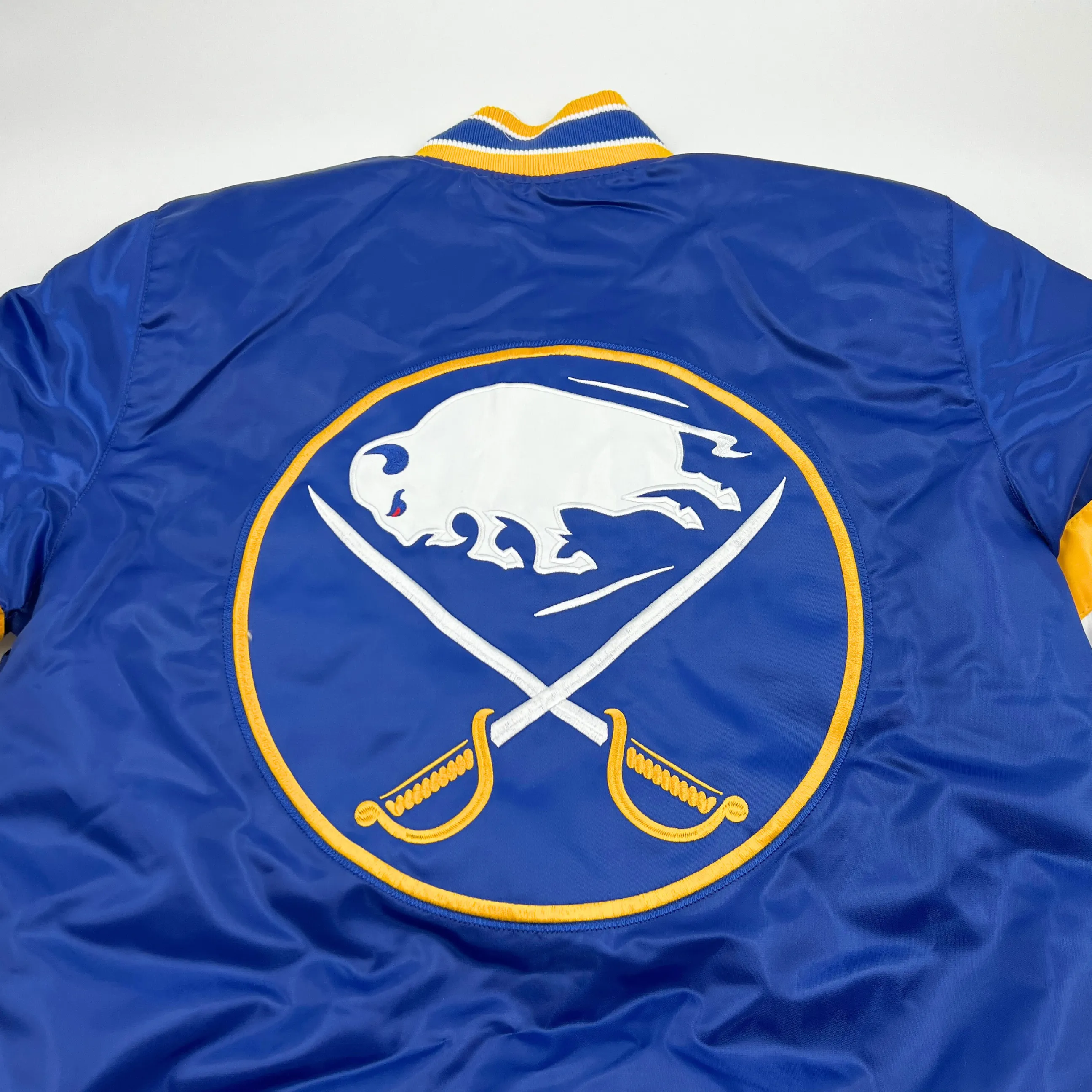 Buffalo Sabres Royal Satin Varsity Snap Up Starter Jacket