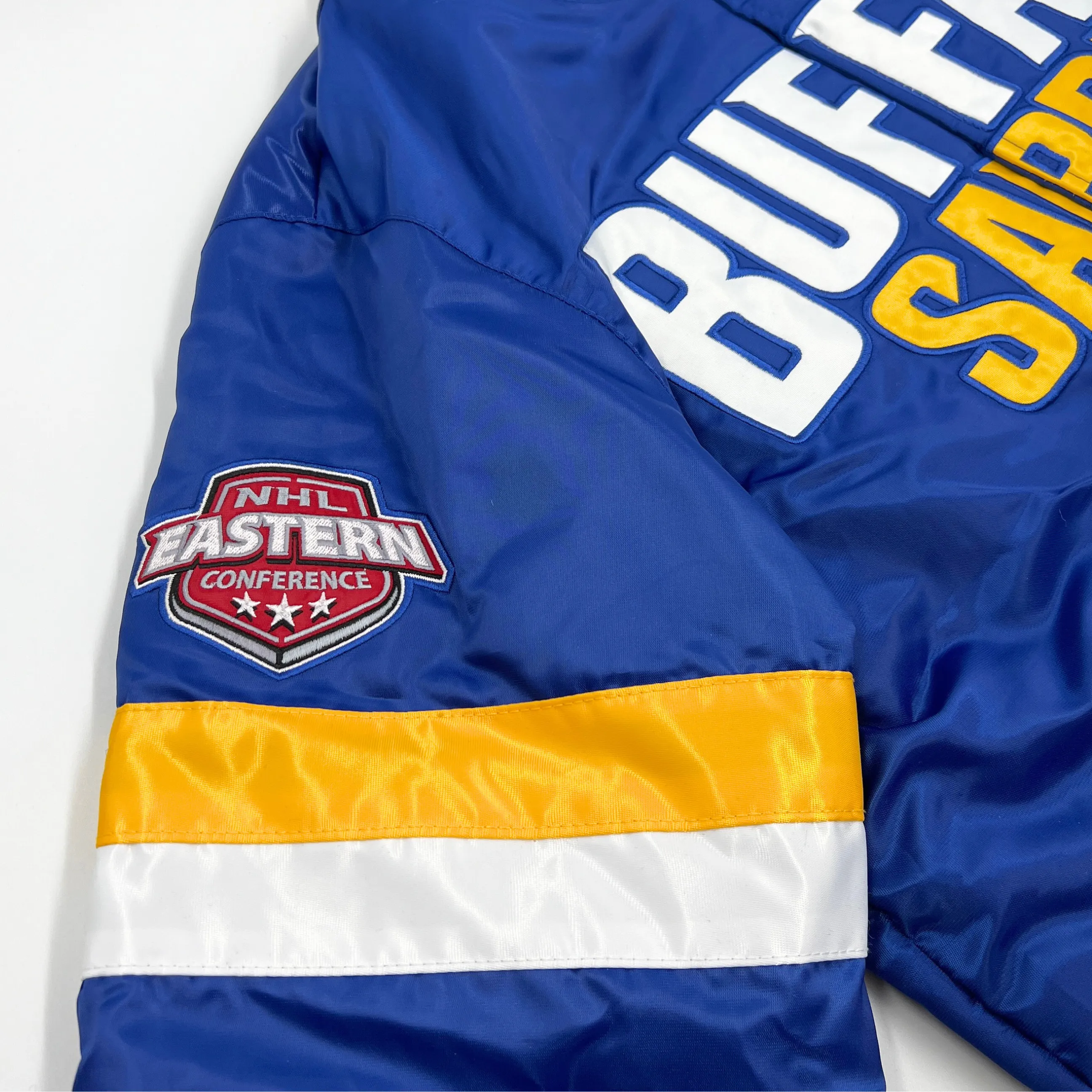 Buffalo Sabres Royal Satin Varsity Snap Up Starter Jacket