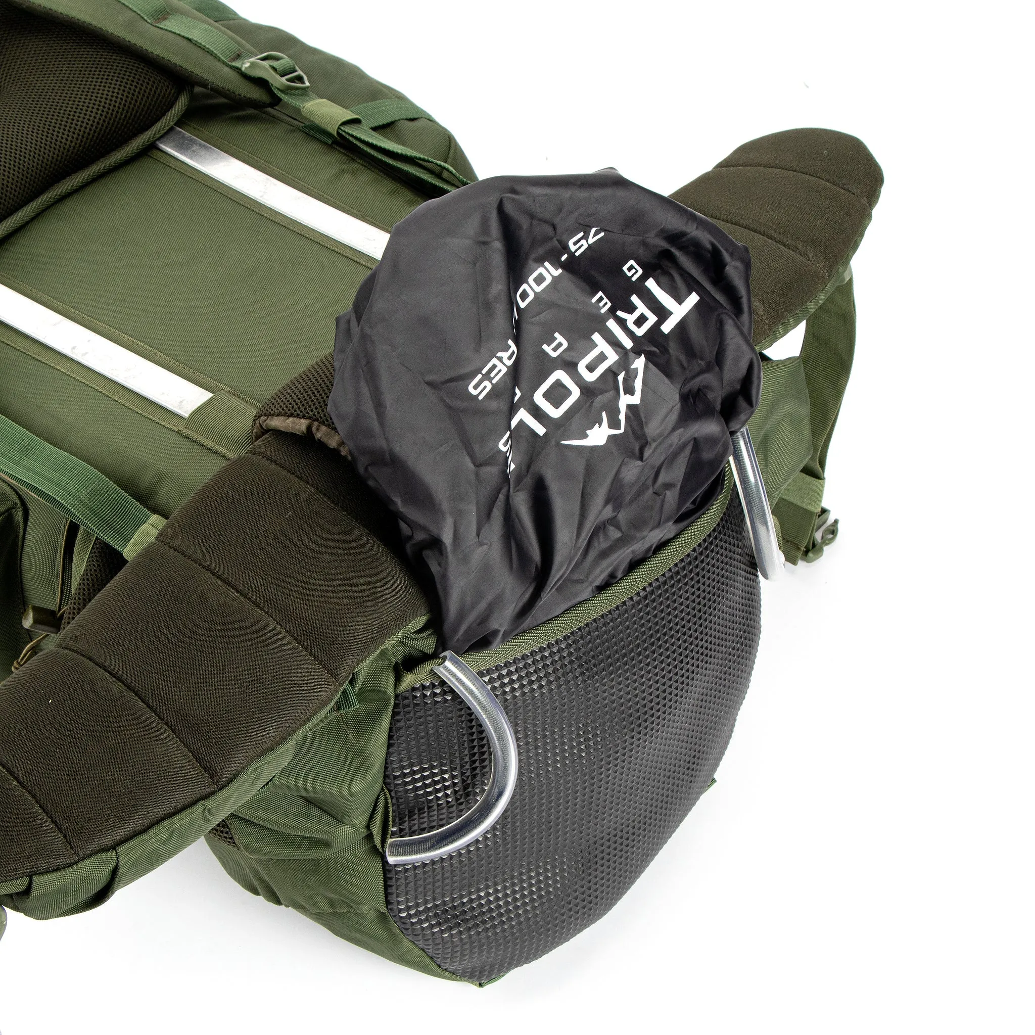 Colonel Pro Metal Frame Rucksack | Front Opening | Detachable Bag | Rain Cover | 105 Litres, Army Green