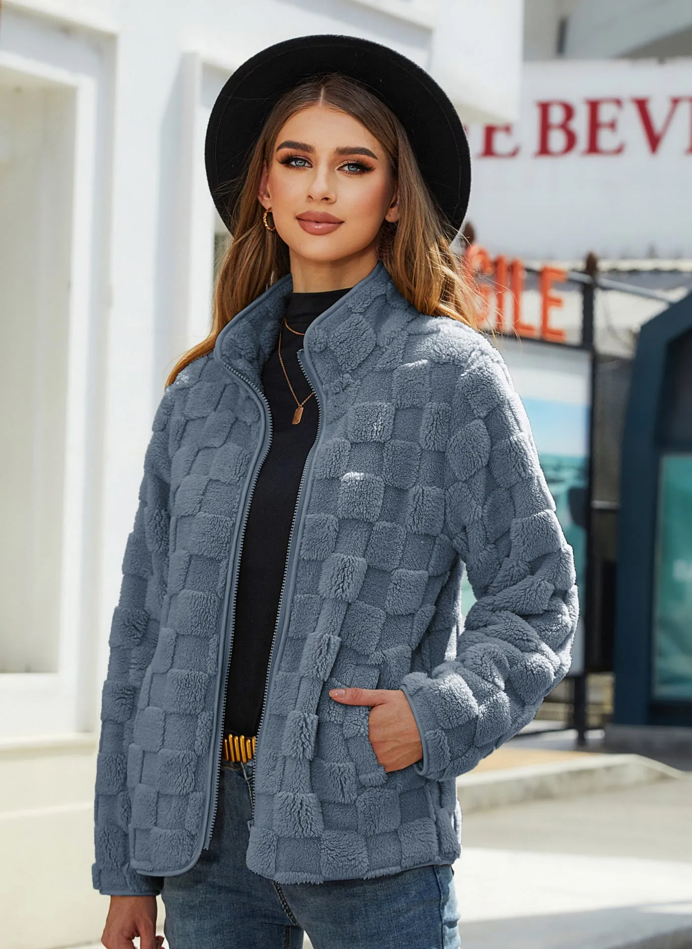 Cozy Winter Long-Sleeve Zipper Cardigan - Women's Fashion Jacket