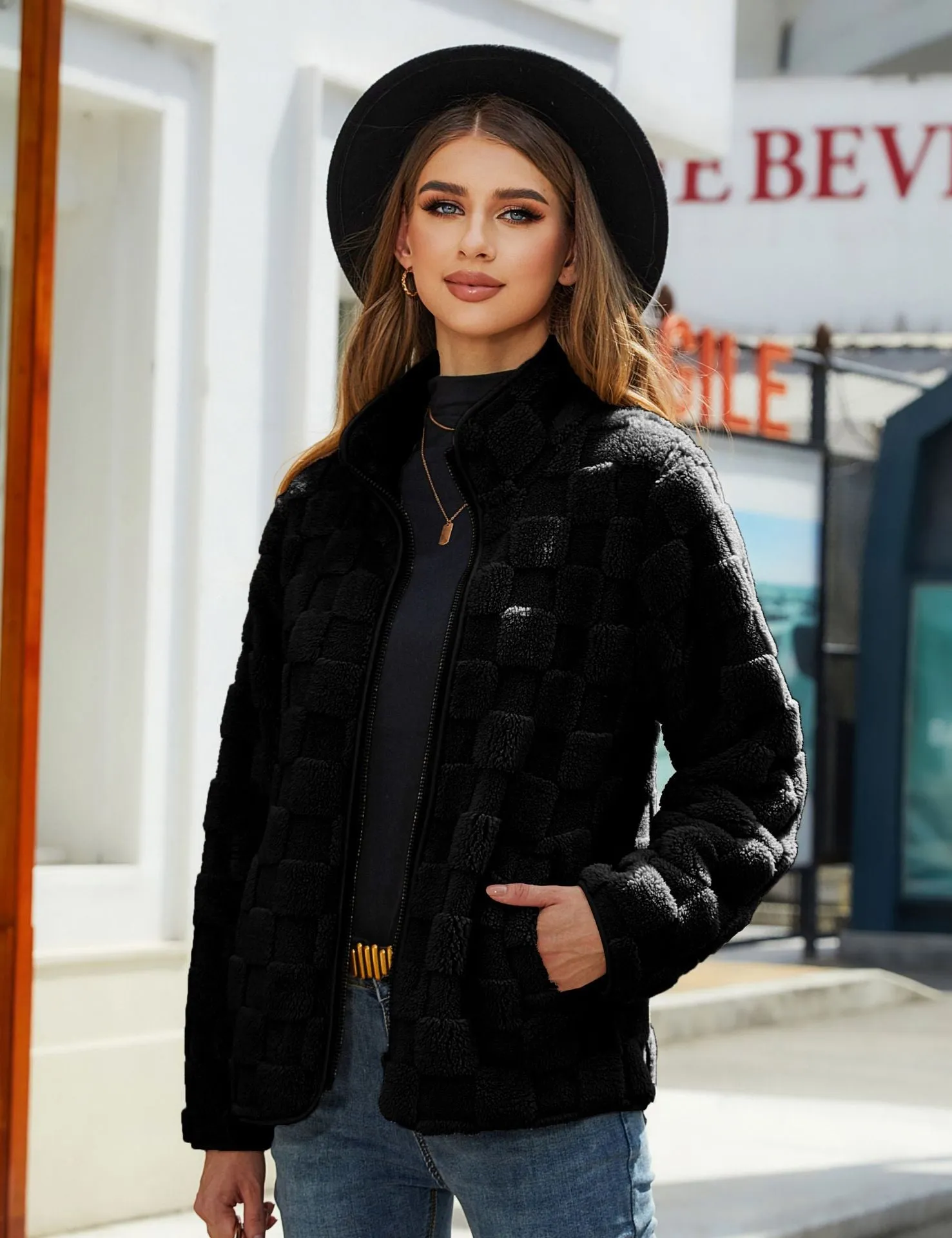 Cozy Winter Long-Sleeve Zipper Cardigan - Women's Fashion Jacket