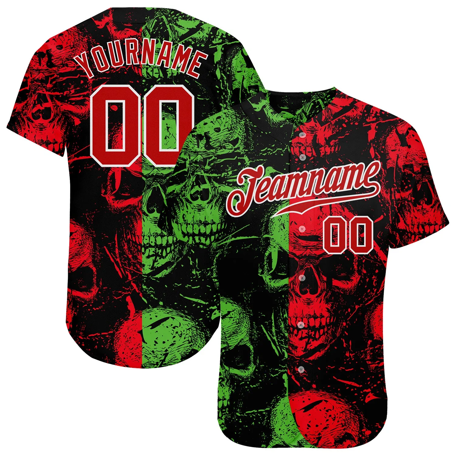 Custom 3D Pattern Halloween Skulls Authentic Baseball Jersey