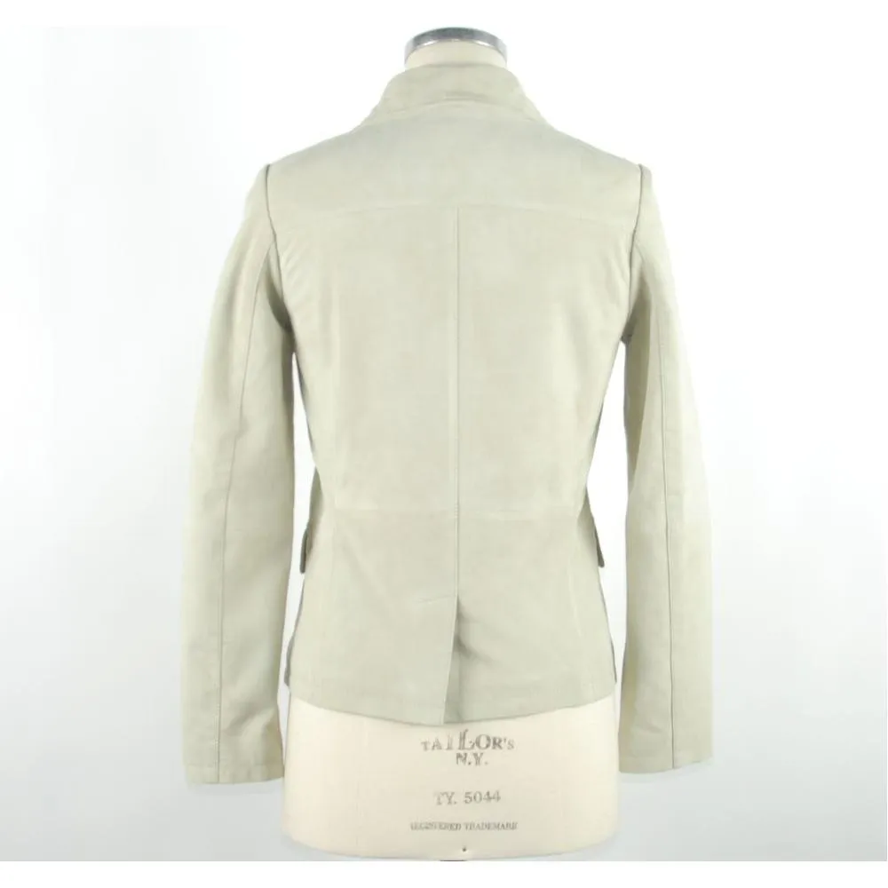 Emilio Romanelli "White Leather Women Jacket"