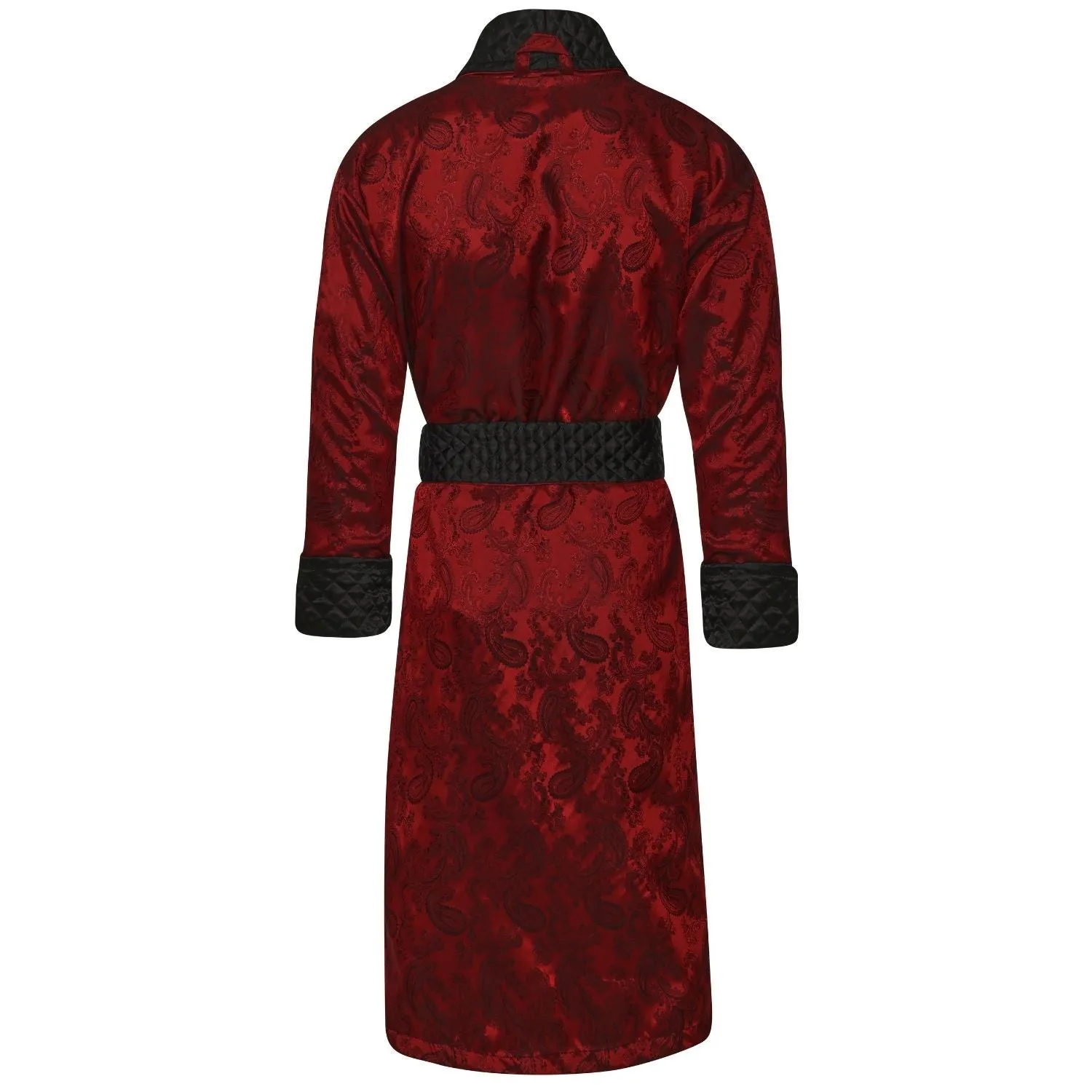 Gable Mens Long Smoking Jacket - Claret