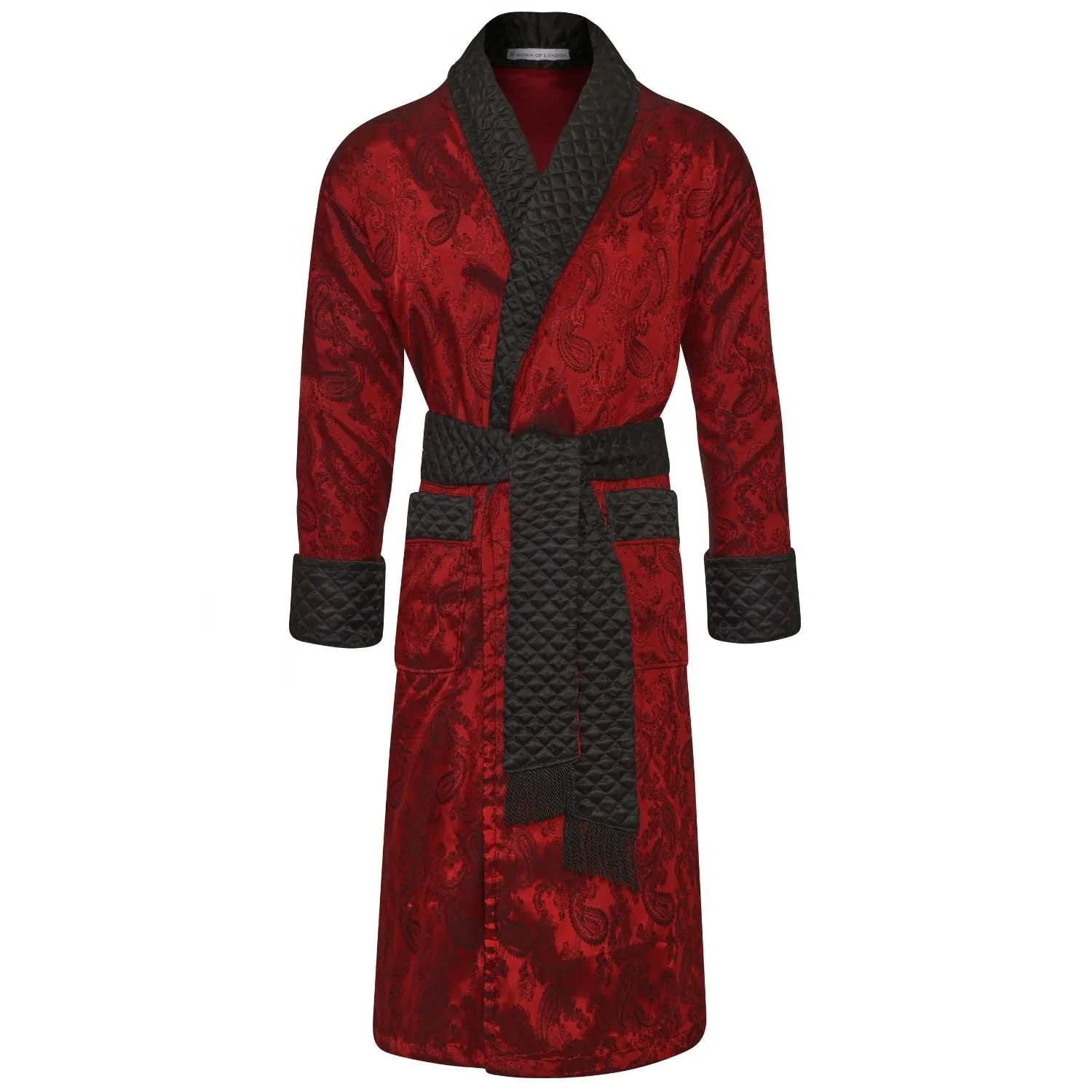 Gable Mens Long Smoking Jacket - Claret