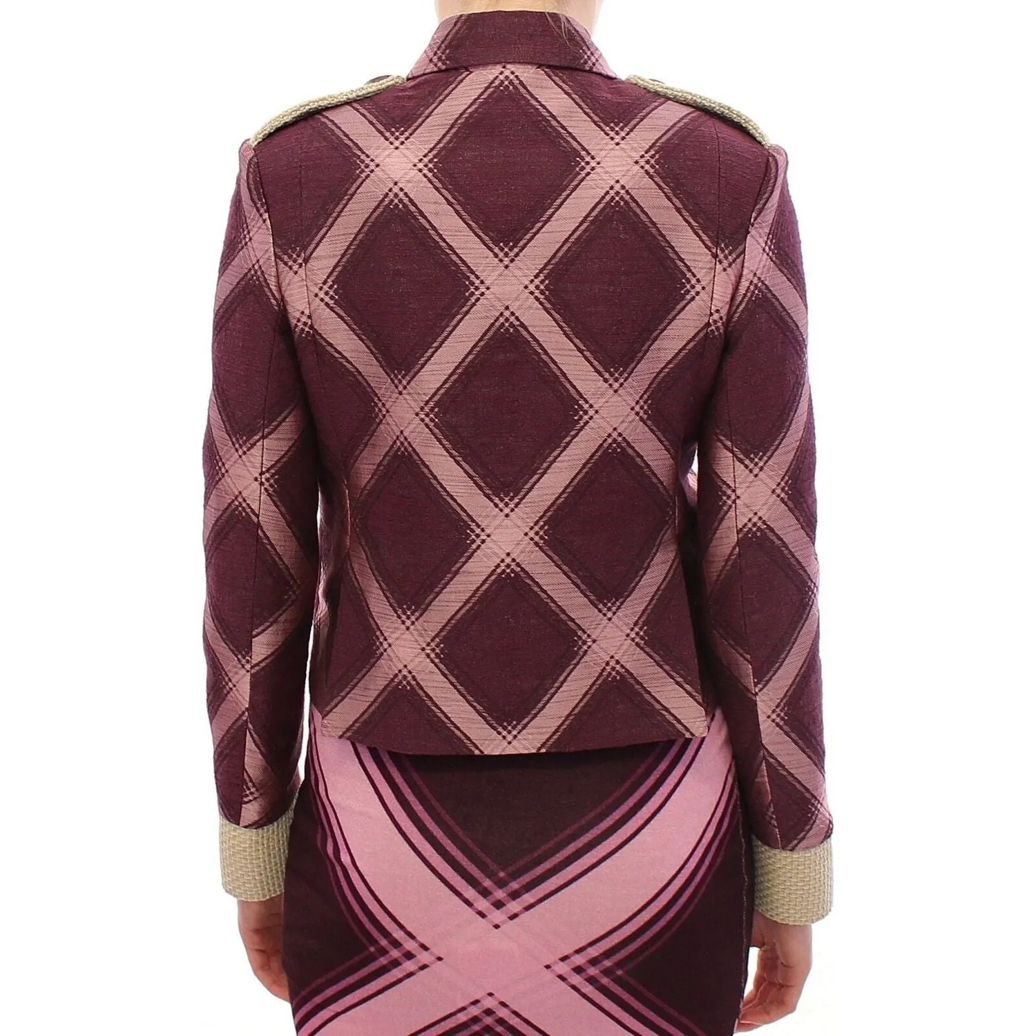 House of Holland Elegant Multicolor Check Print Jacket