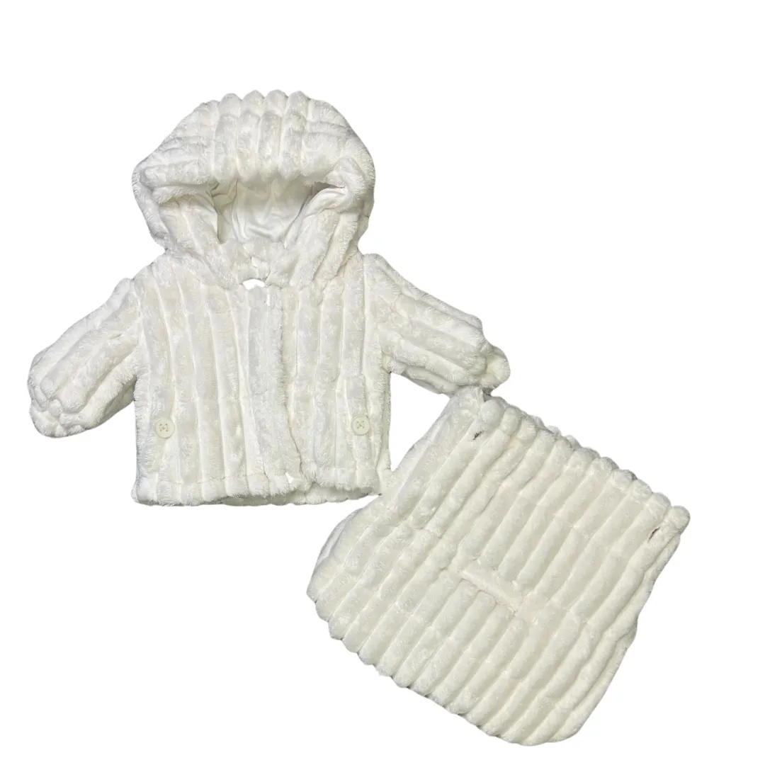 Ivory Striped Fur 2 Pc Bunting Set