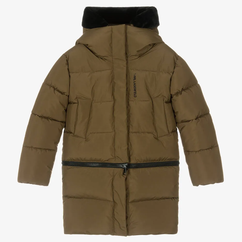 Khaki 2 In 1 Parka with Fur Hood