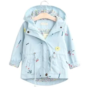 Kids Trench Coat Drawstring Children Fashion Jacket