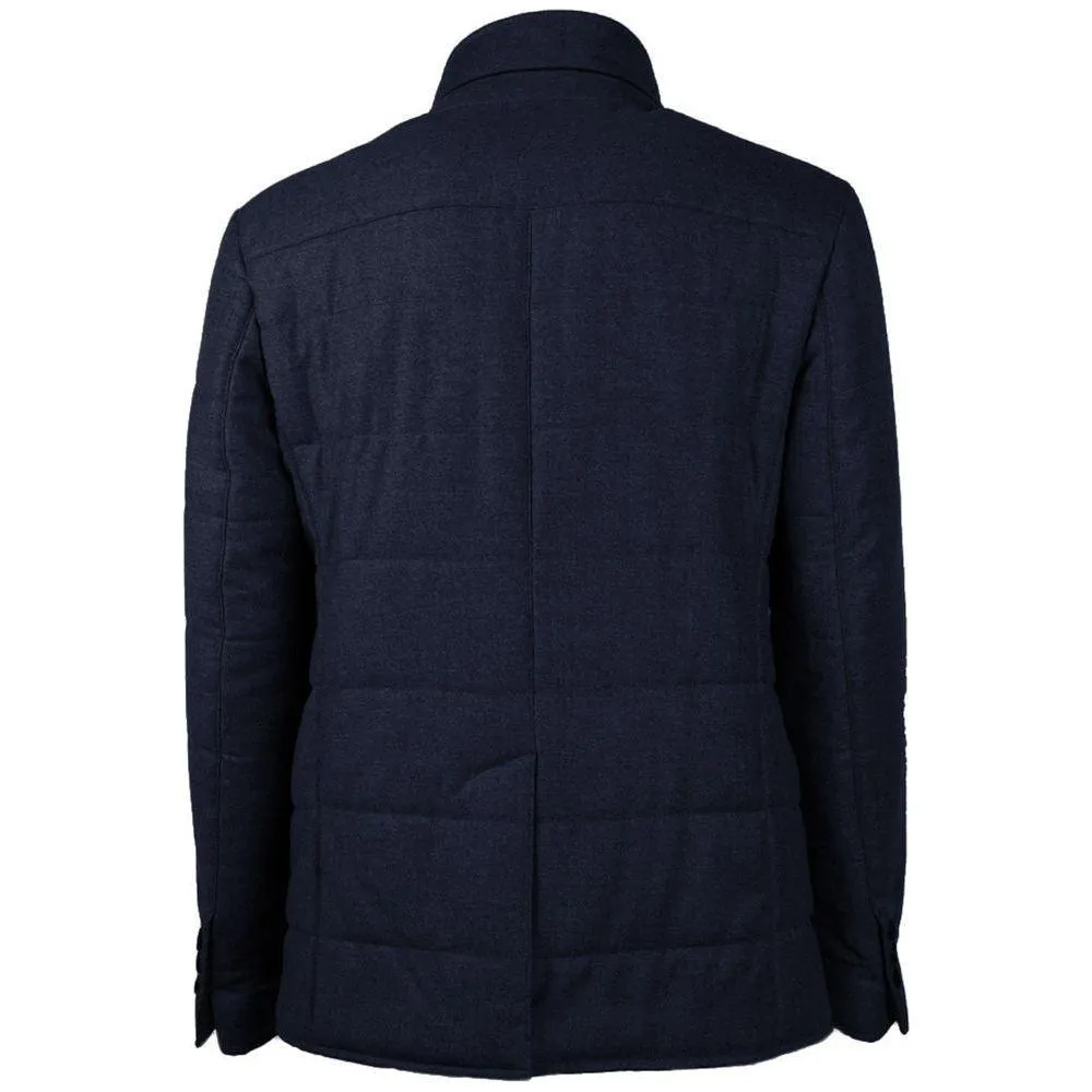 Made in Italy Blue Wool Men Coat