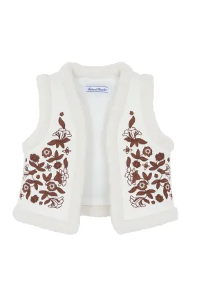 Mother of Pearl Embroidered Fur Vest