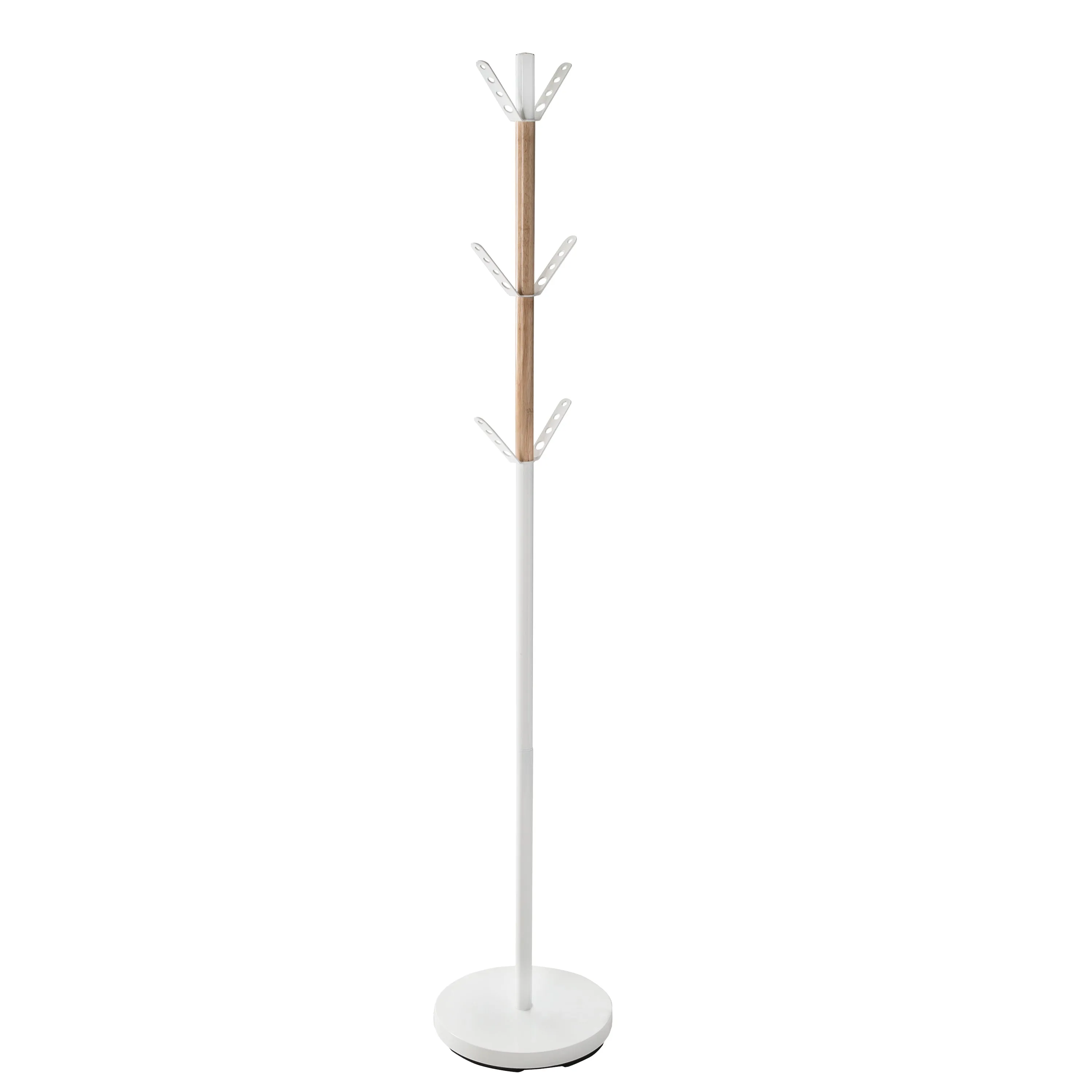 Natural/White Freestanding Coat Rack with 6 Hooks