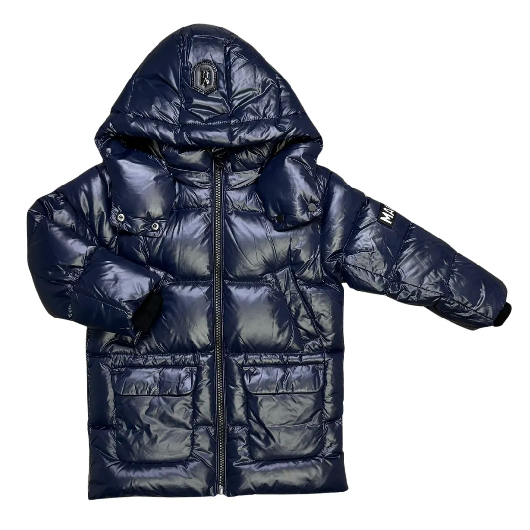 Navy Kennie Little Kid Hooded Down Jacket