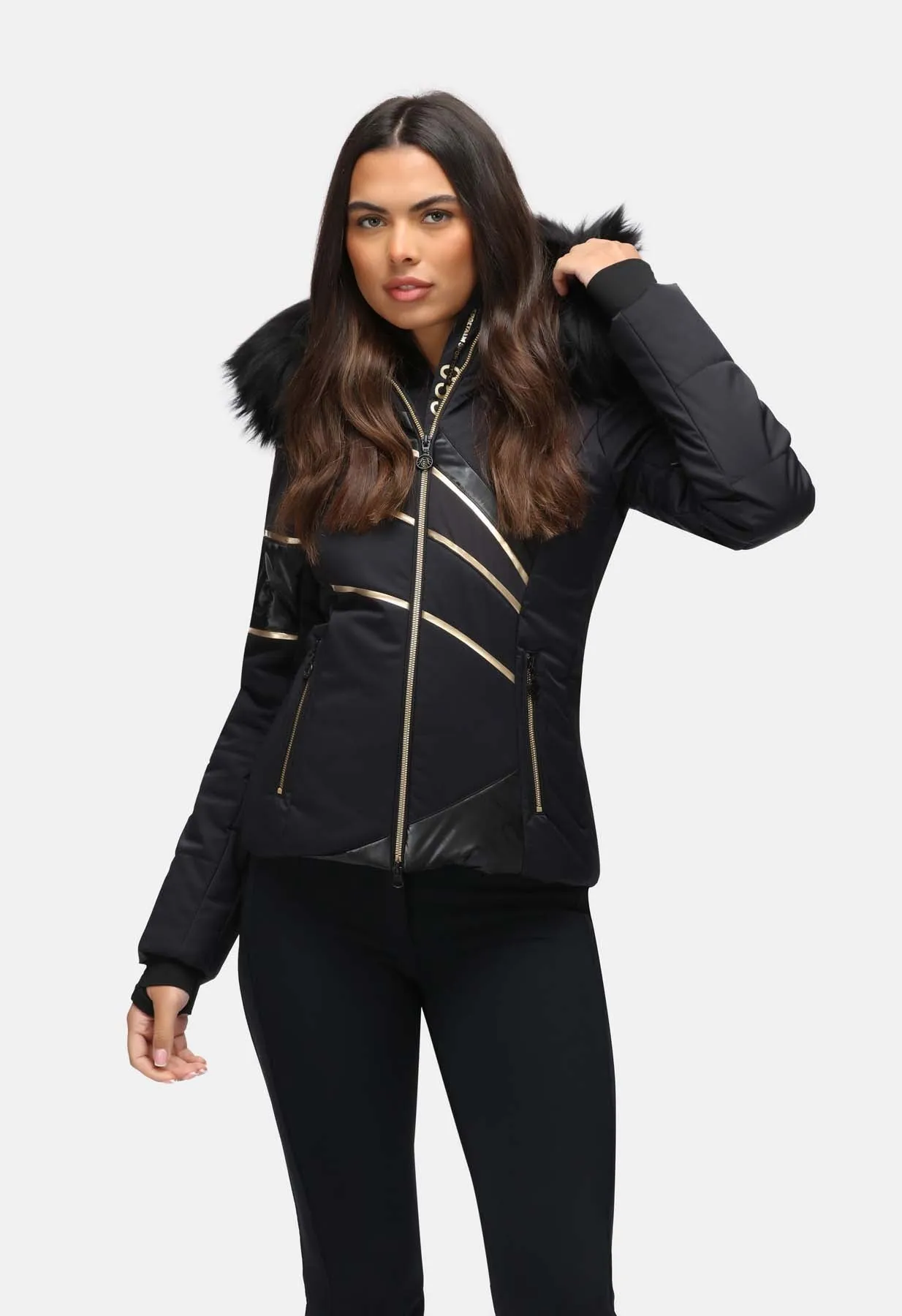 Sportalm Black and Gold Ski Jacket 9820510147