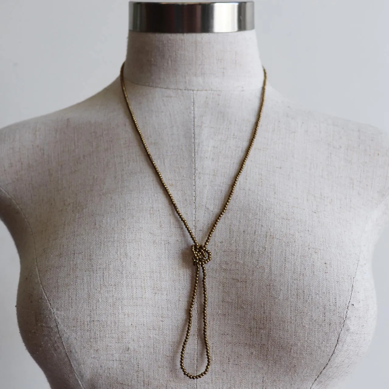 Threaded Brass Bead Tassel Necklace