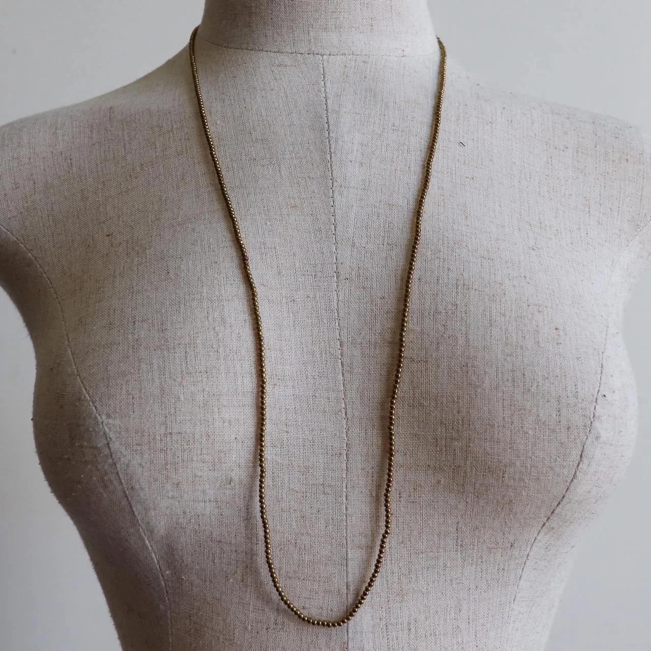 Threaded Brass Bead Tassel Necklace