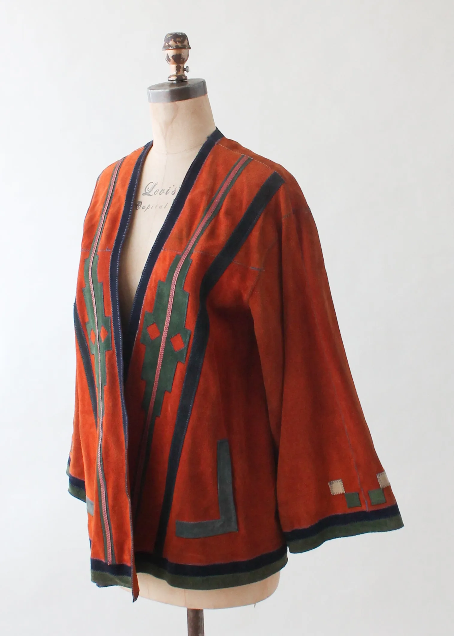 Vintage 1970s Patchwork Suede Wrap Jacket