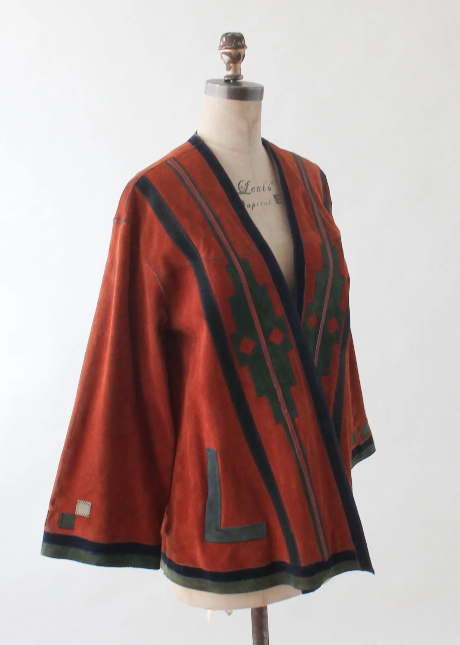 Vintage 1970s Patchwork Suede Wrap Jacket