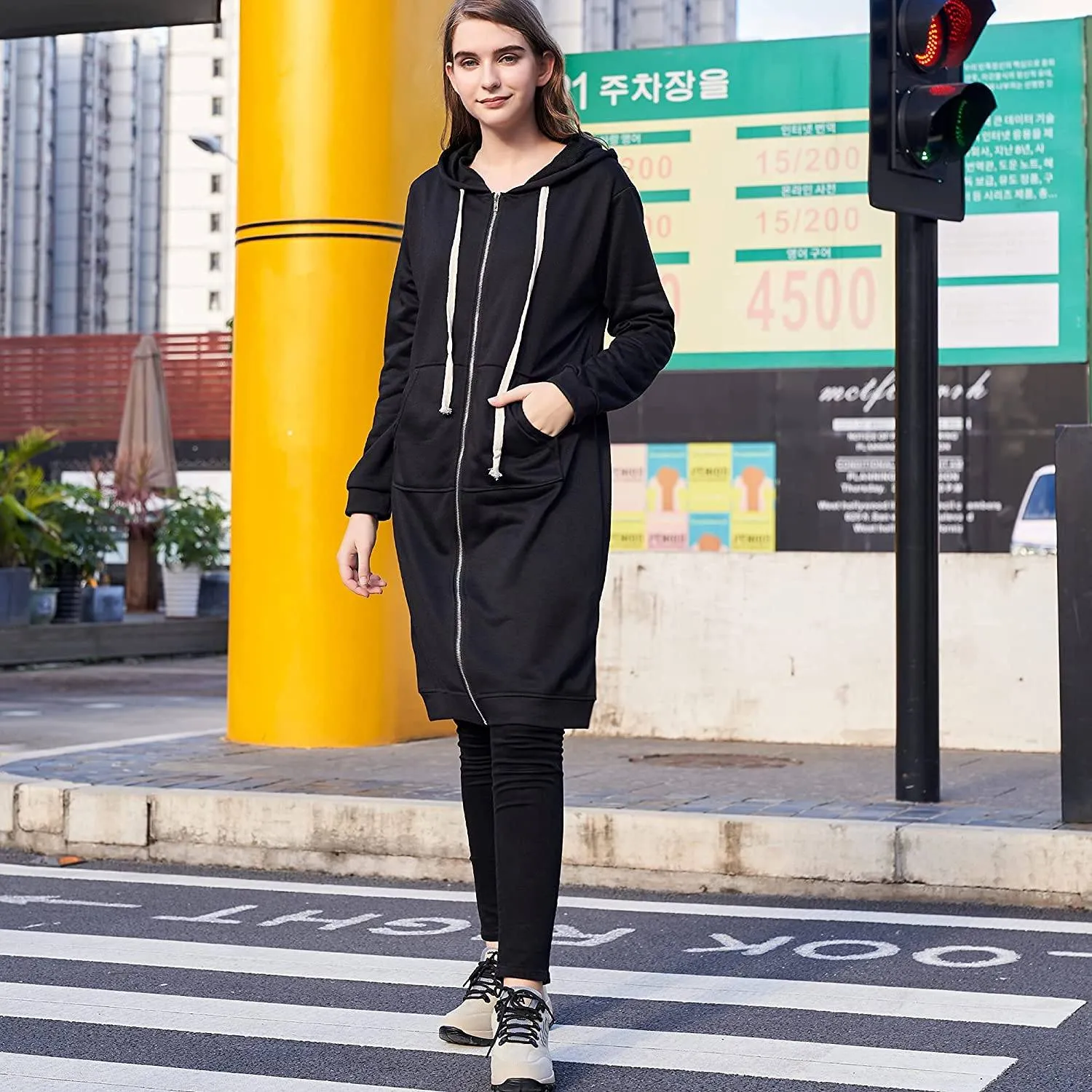 Women's Casual Zip up Hoodies Long Tunic Sweatshirts Jackets Fashion Plus Size Hoodie with Pockets