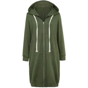 Women's Casual Zip up Hoodies Long Tunic Sweatshirts Jackets Fashion Plus Size Hoodie with Pockets